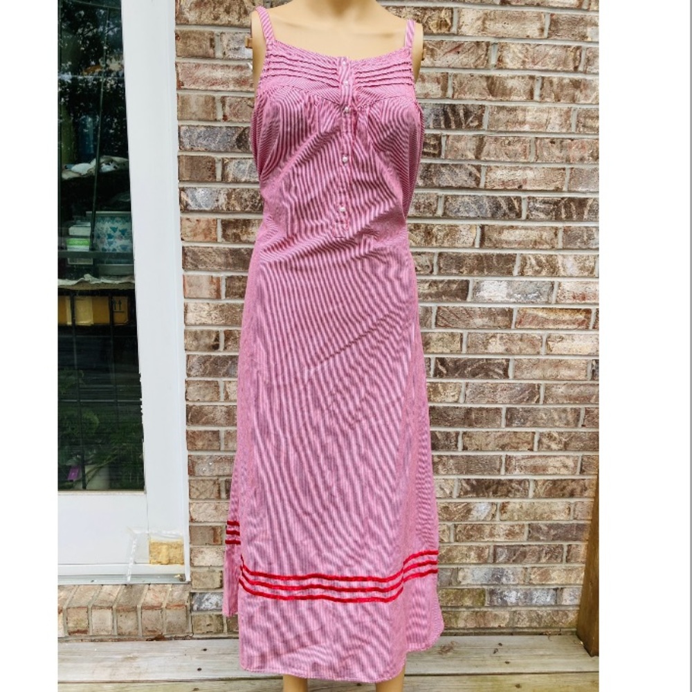 Y2K Cabernet Red & White Pinstriped Maxi Nightgown